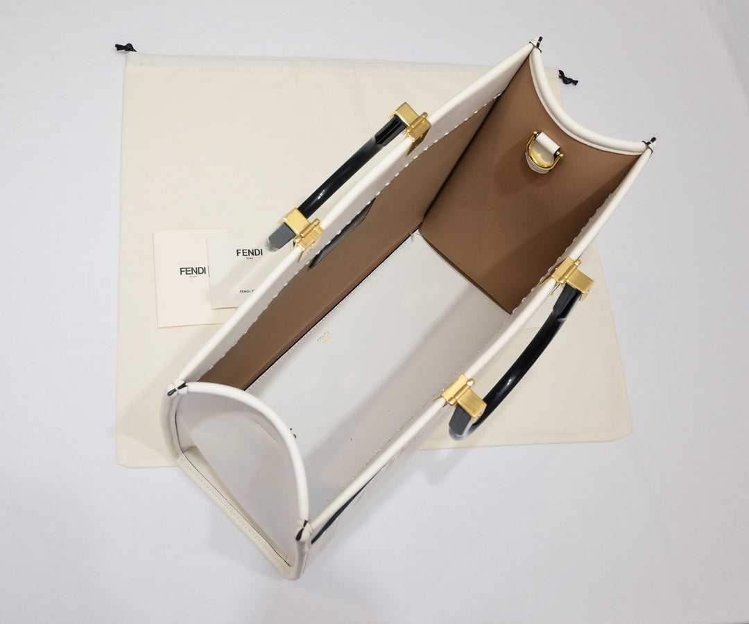 Fendace White Canvas Large Sunshine Tote Bag - Fendi x Versace Collaboration