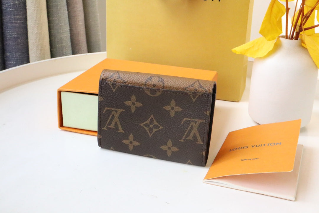 Louis Vuitton Classic Brown Monogram Leather Envelope Card Holder Wallet