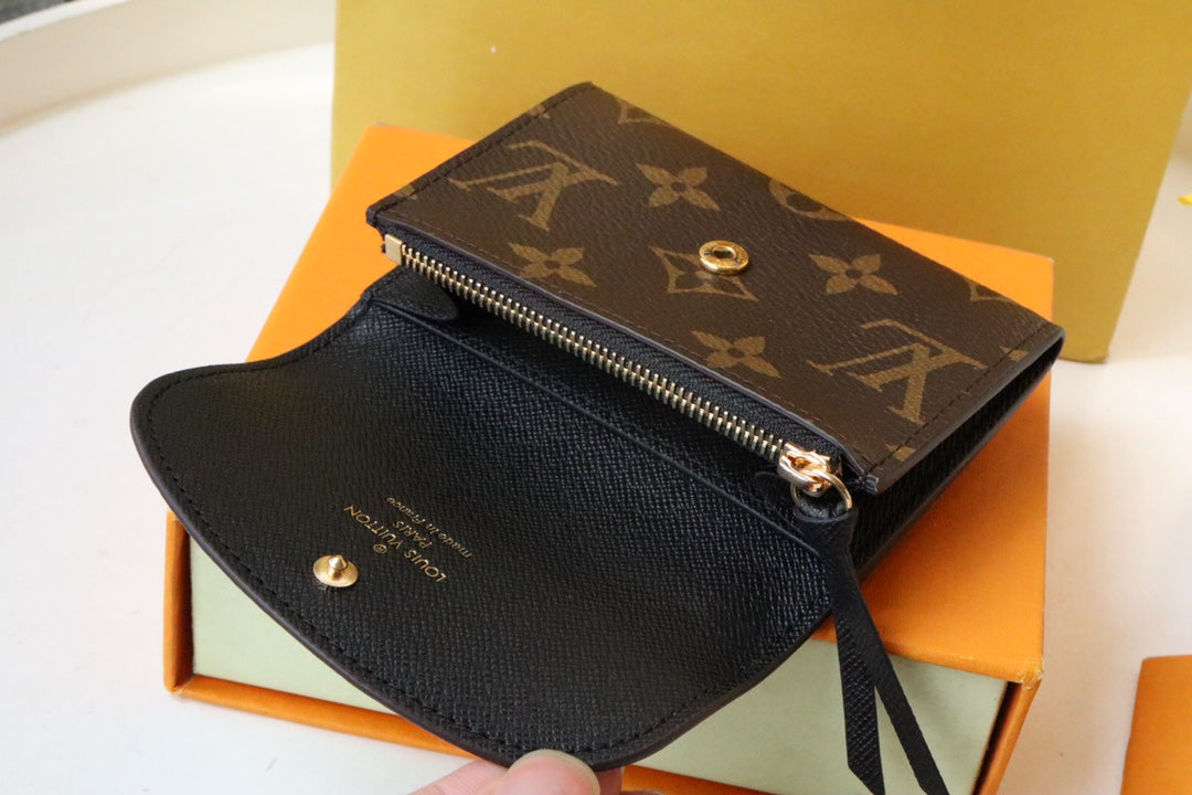 Louis Vuitton Classic Brown Monogram Leather Envelope Card Holder Wallet