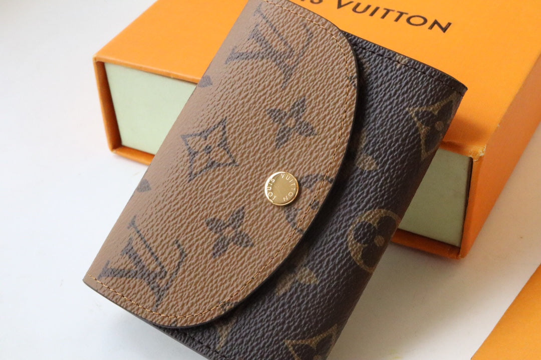 Louis Vuitton Classic Brown Monogram Leather Envelope Card Holder Wallet