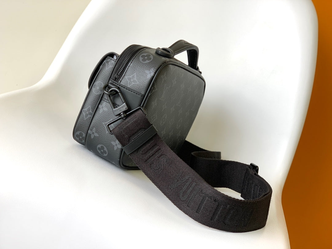 Louis Vuitton Black Monogram Crossbody Shoulder Bag with Top Handle