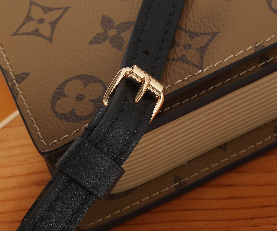 Louis Vuitton Brown Monogram Canvas Box Clutch Crossbody Bag with Strap