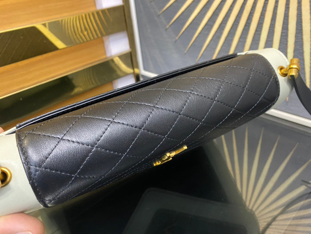 Saint Laurent Gaby Medium Shoulder Bag in Quilted Leather - Black and White