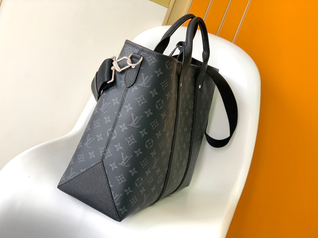 Louis Vuitton Black Monogram Pattern Business Briefcase with Shoulder Strap