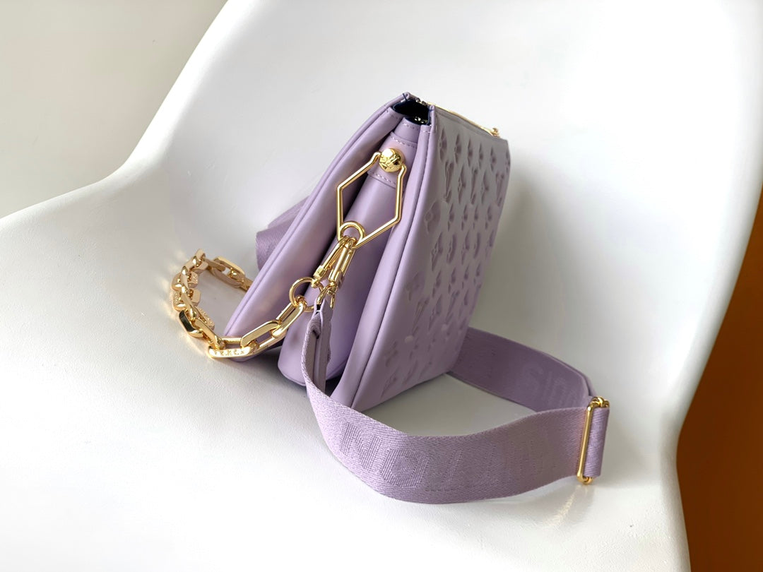 Louis Vuitton Pastel Purple Embossed Mini Shoulder Bag with Gold Chain