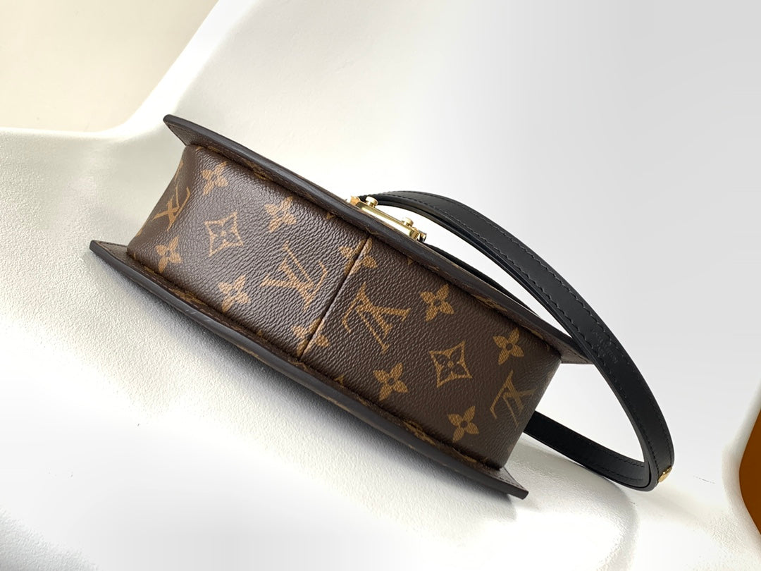 Louis Vuitton Monogram Pattern Two-Tone Top Handle Handbag with Gold Lock