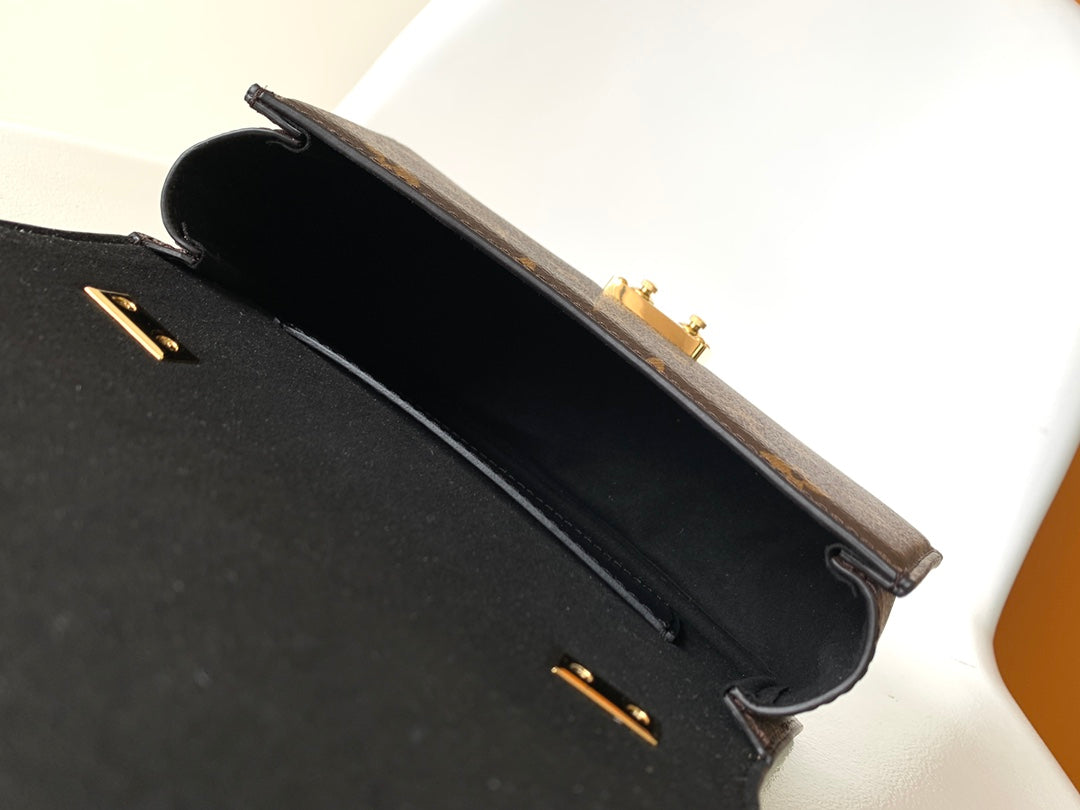 Louis Vuitton Monogram Pattern Two-Tone Top Handle Handbag with Gold Lock