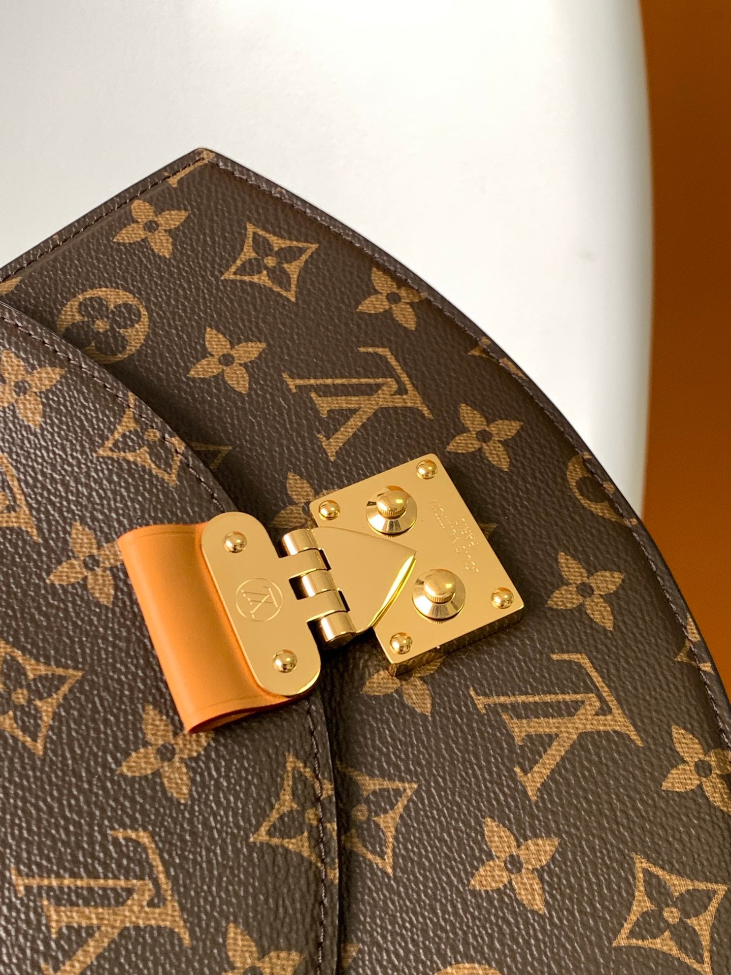 Louis Vuitton Vintage Brown Monogram Satchel Bag with Top Handle and Gold Lock