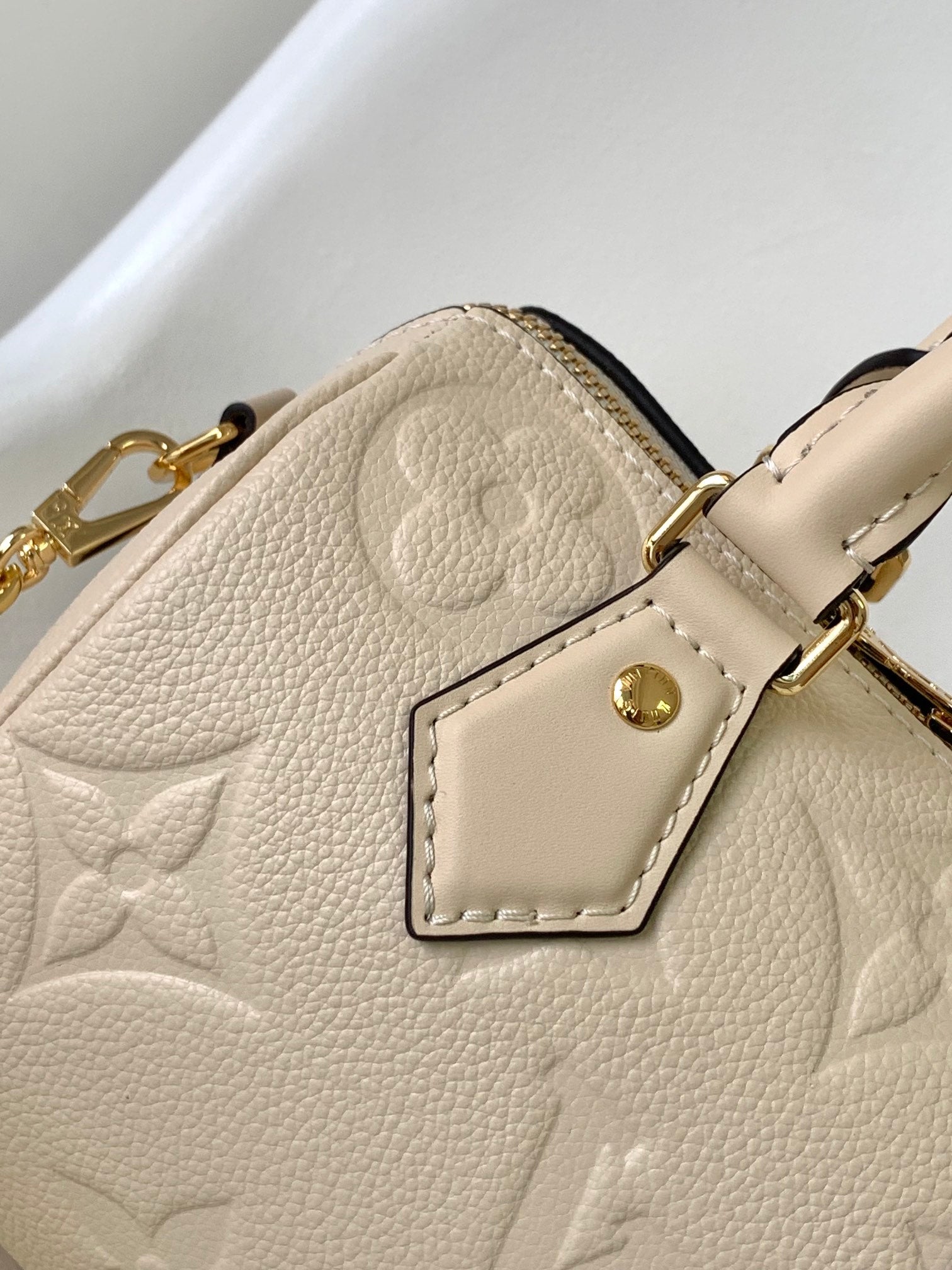 Louis Vuitton Beige Embossed Monogram Leather Crossbody Boston Bag