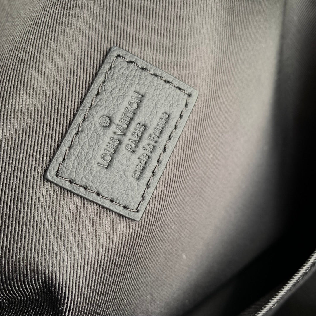 Louis Vuitton Matte Black Embossed Leather Monogram Pattern Unisex Backpack