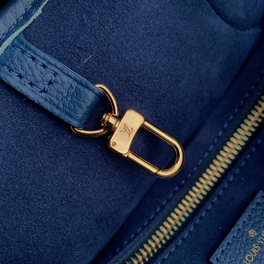 Louis Vuitton Navy Blue Monogram Pattern Luxury Leather Tote Handbag