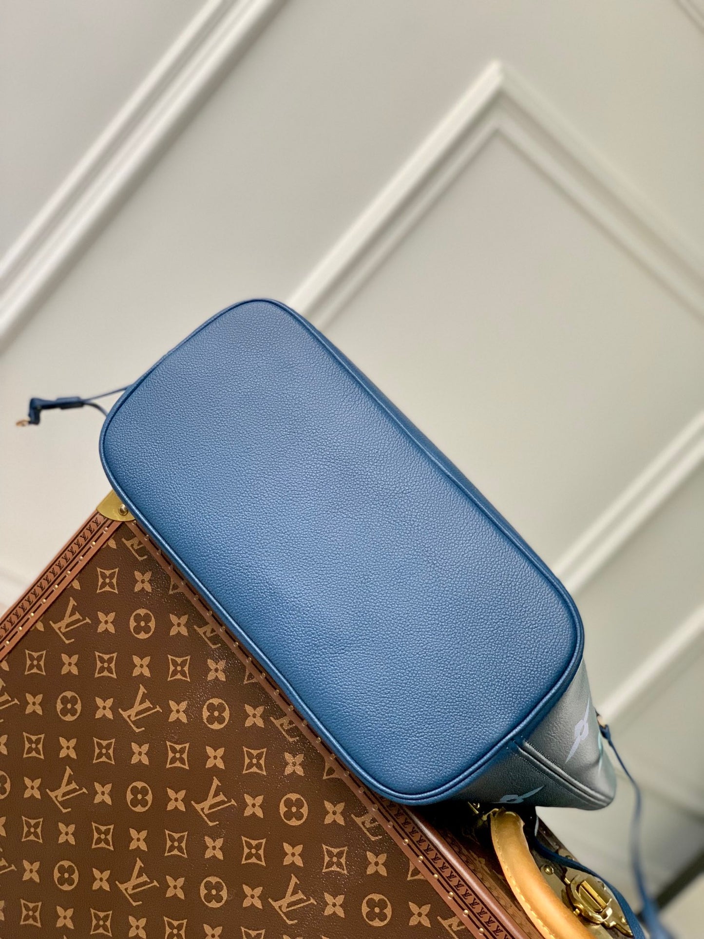 Louis Vuitton Navy Blue Monogram Pattern Luxury Leather Tote Handbag