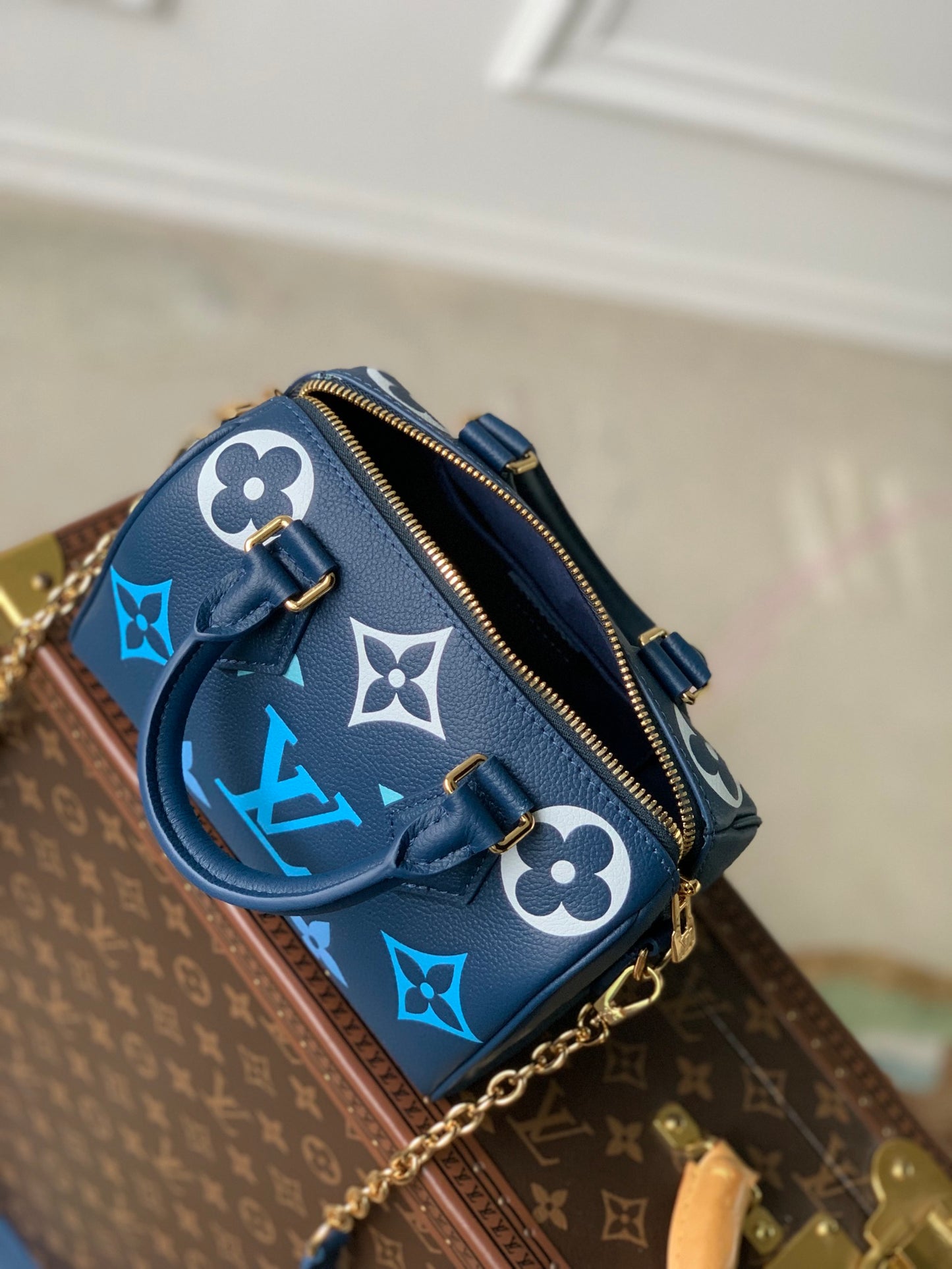 Louis Vuitton Blue Monogram Print Mini Duffle Bag with Top Handles