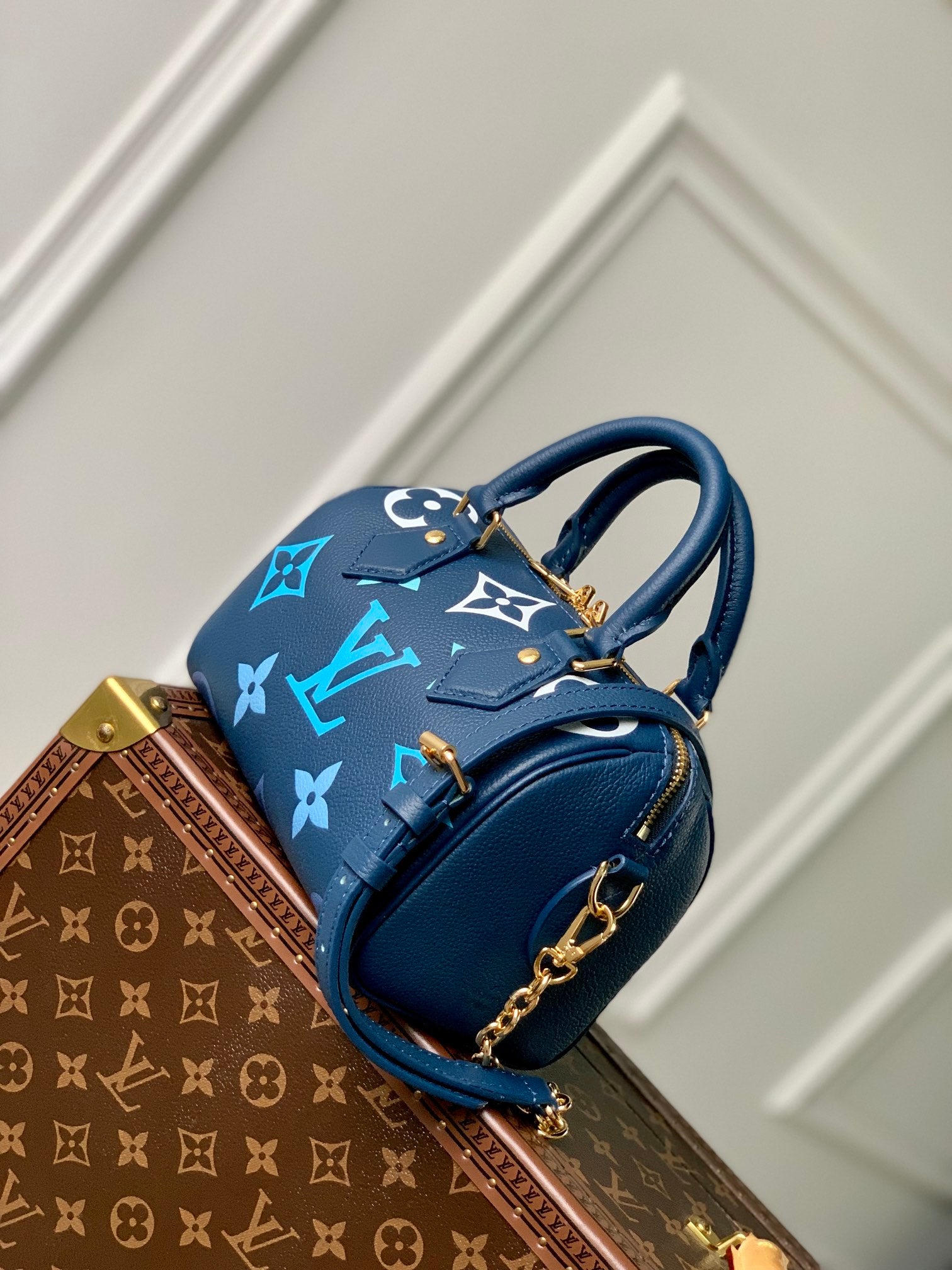 Louis Vuitton Blue Monogram Print Mini Duffle Bag with Top Handles