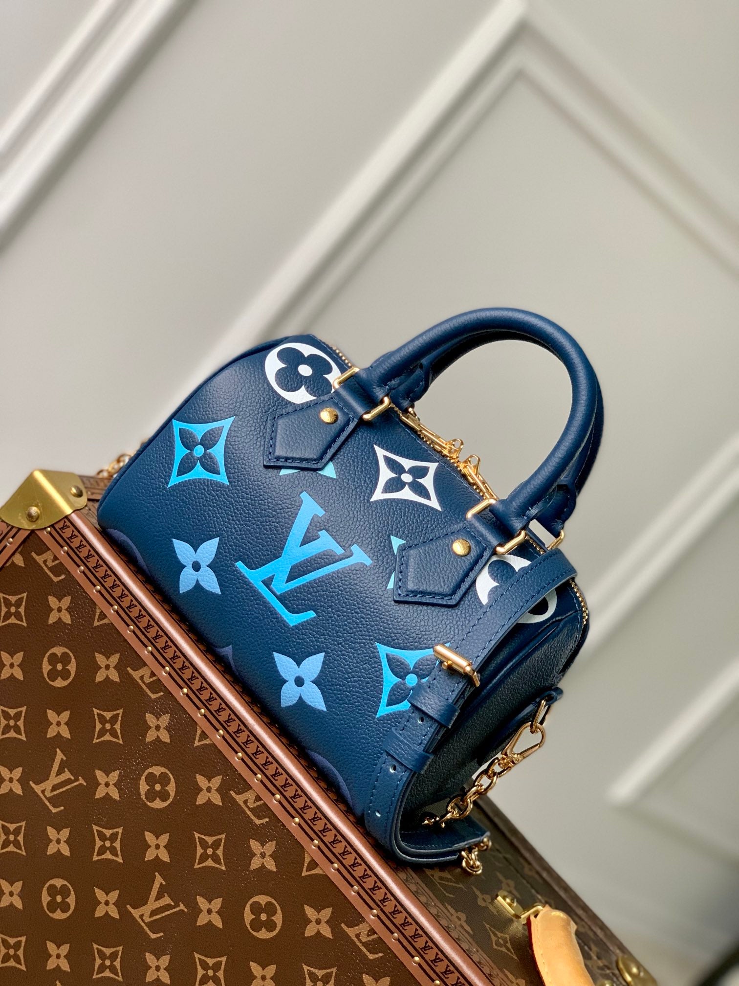 Louis Vuitton Blue Monogram Print Mini Duffle Bag with Top Handles