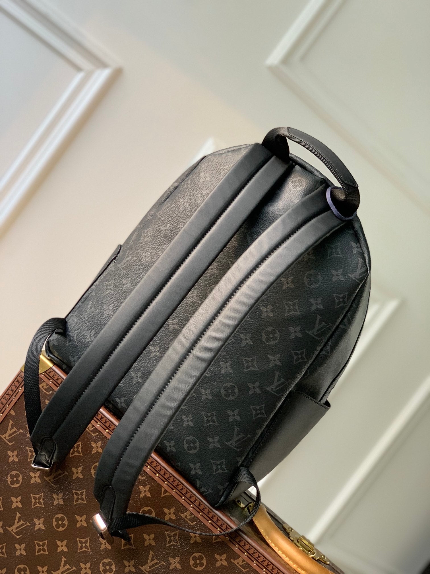Louis Vuitton Classic Dark Grey Monogram Pattern Unisex Travel Backpack