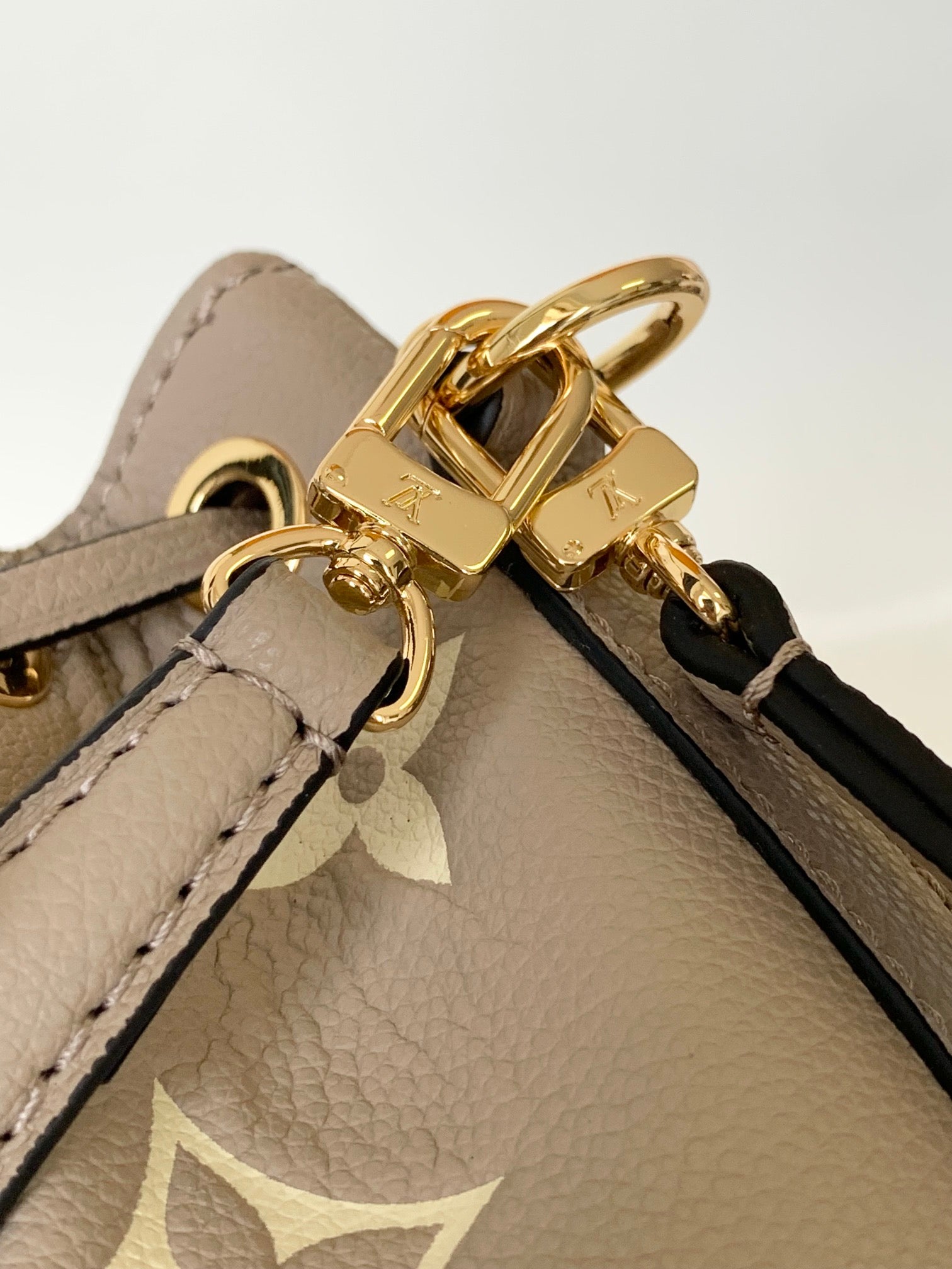 Louis Vuitton Taupe Monogram Leather Bucket Bag with Detachable Strap