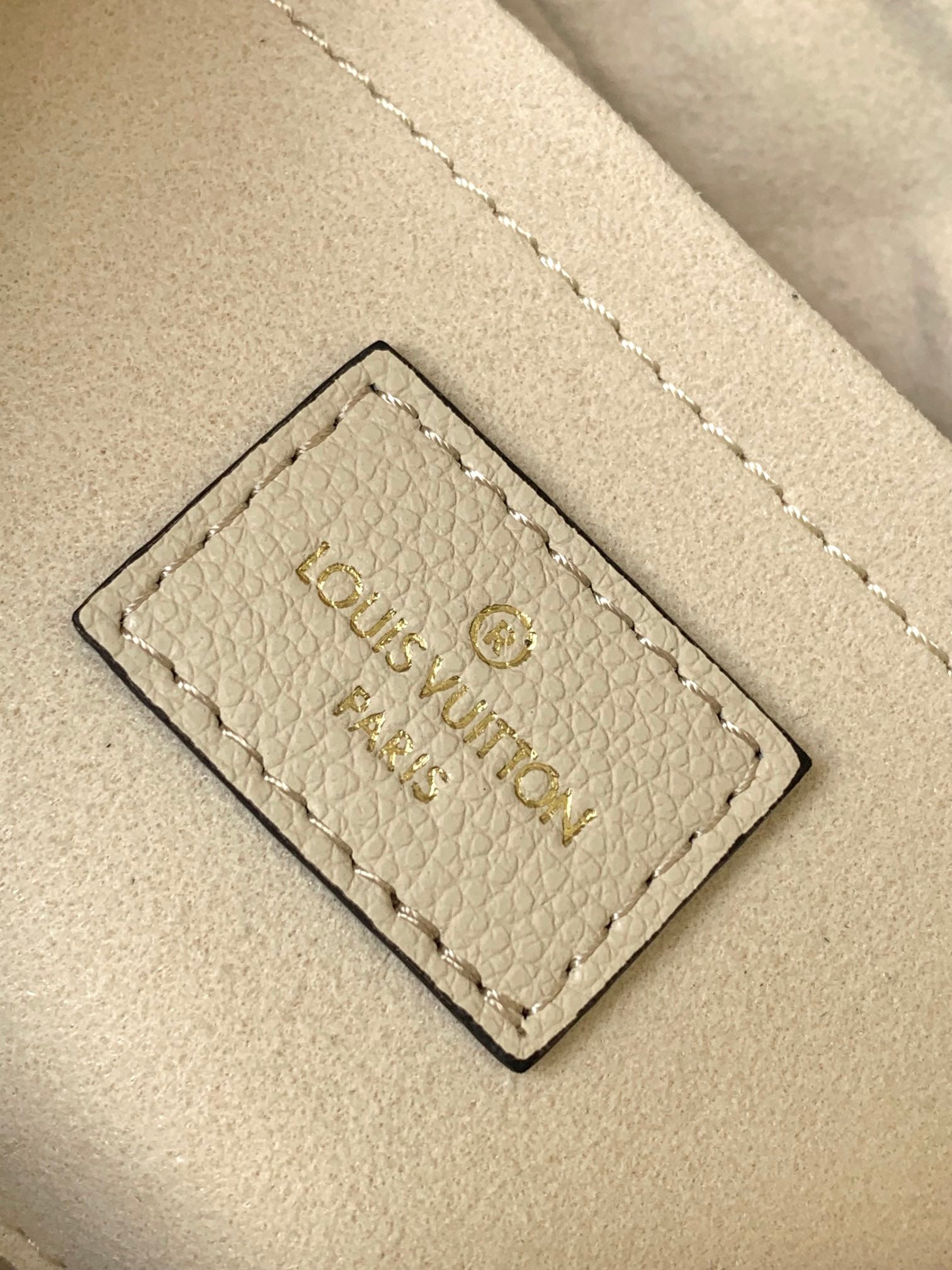 Louis Vuitton Cream Embossed Leather Crescent Shoulder Bag with Gold Hardware