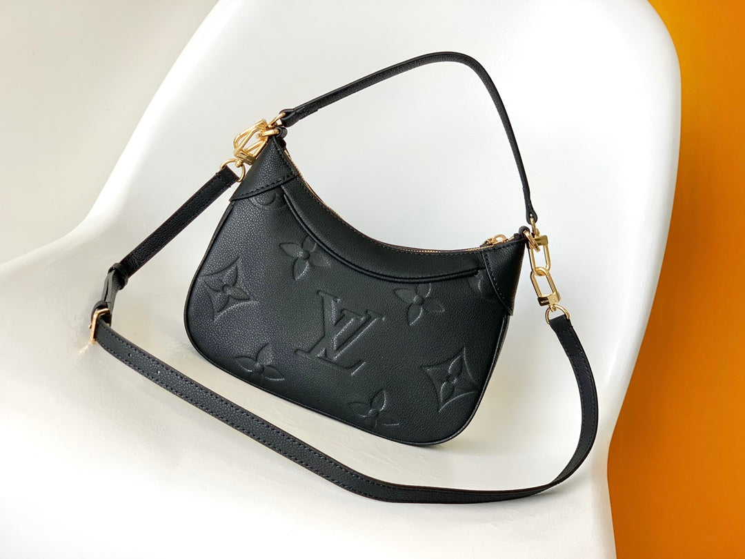 Louis Vuitton Black Embossed Leather Crescent Shoulder Bag and Crossbody