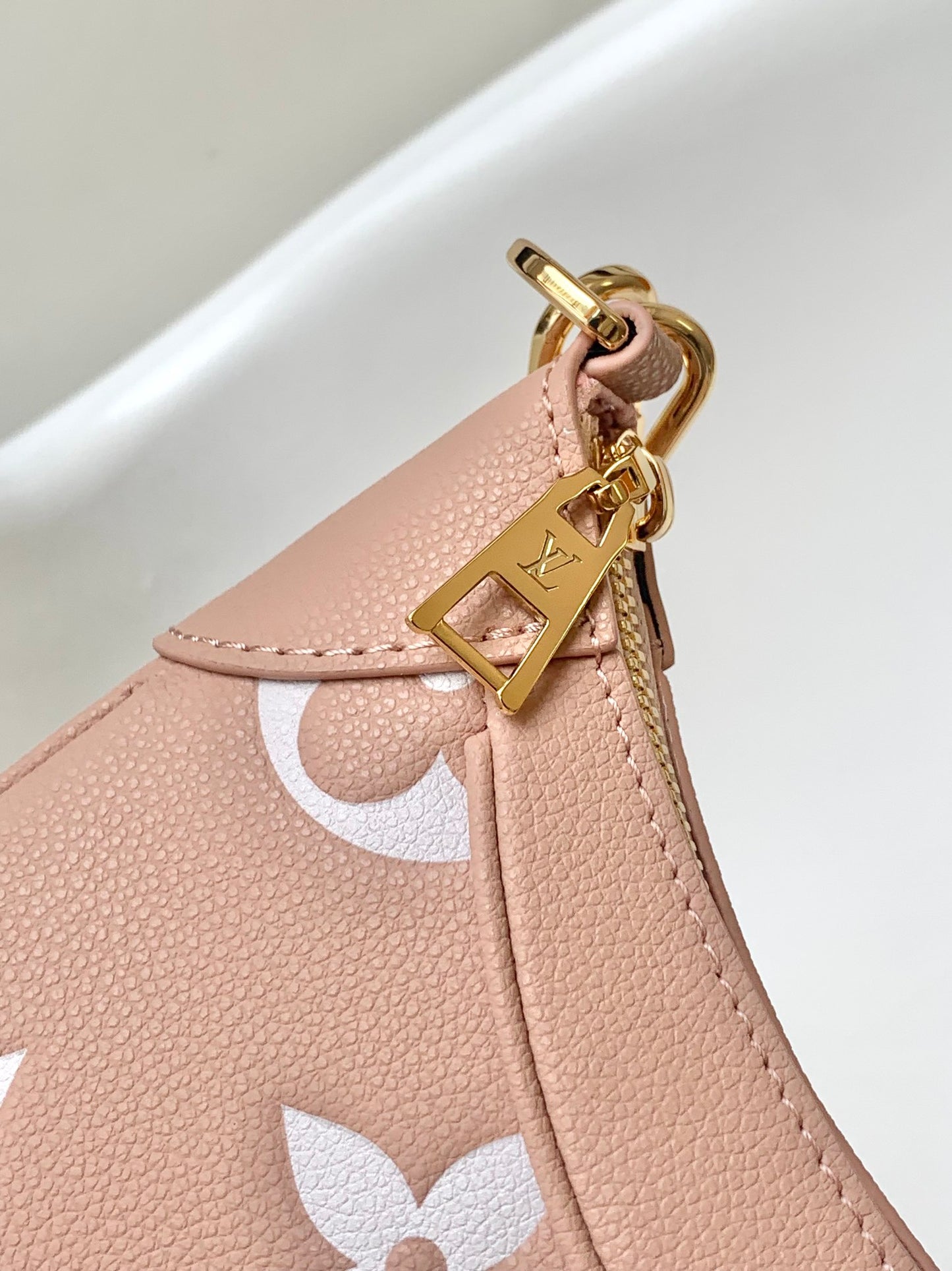 Louis Vuitton Dusty Pink Monogram Crescent Hobo Bag with Gold Chain Hardware