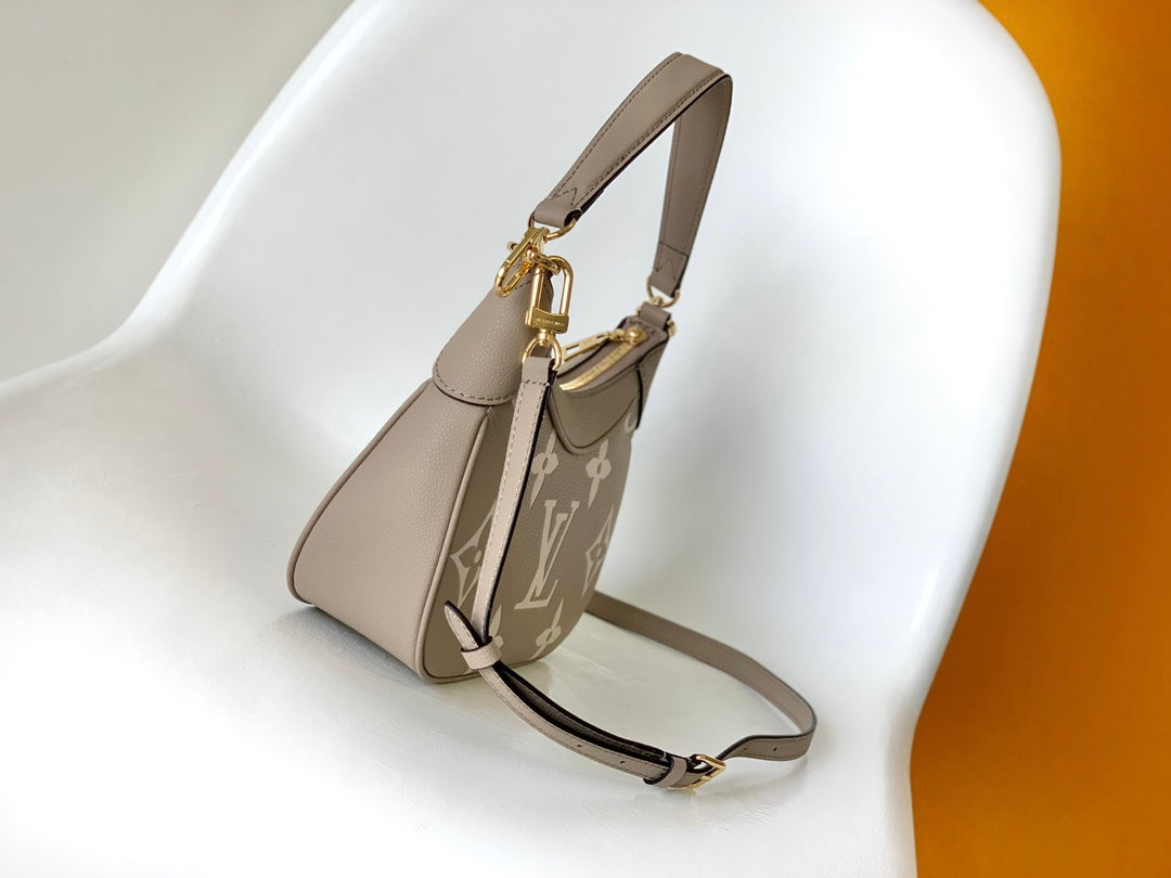 Louis Vuitton Beige Monogram Embossed Leather Crescent Shoulder Handbag