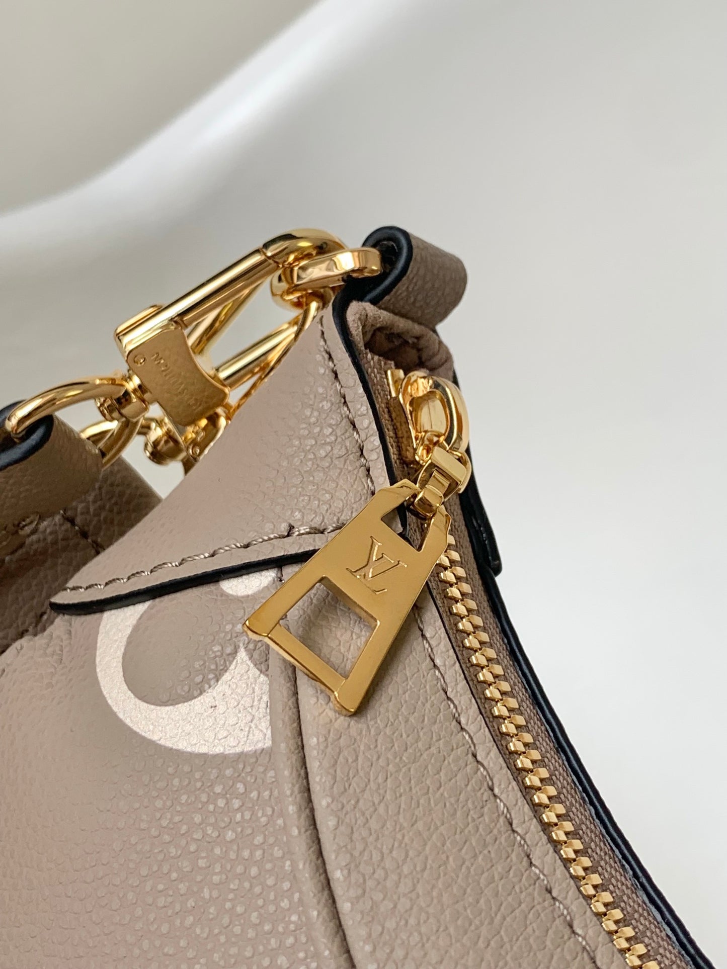 Louis Vuitton Beige Monogram Embossed Leather Crescent Shoulder Handbag