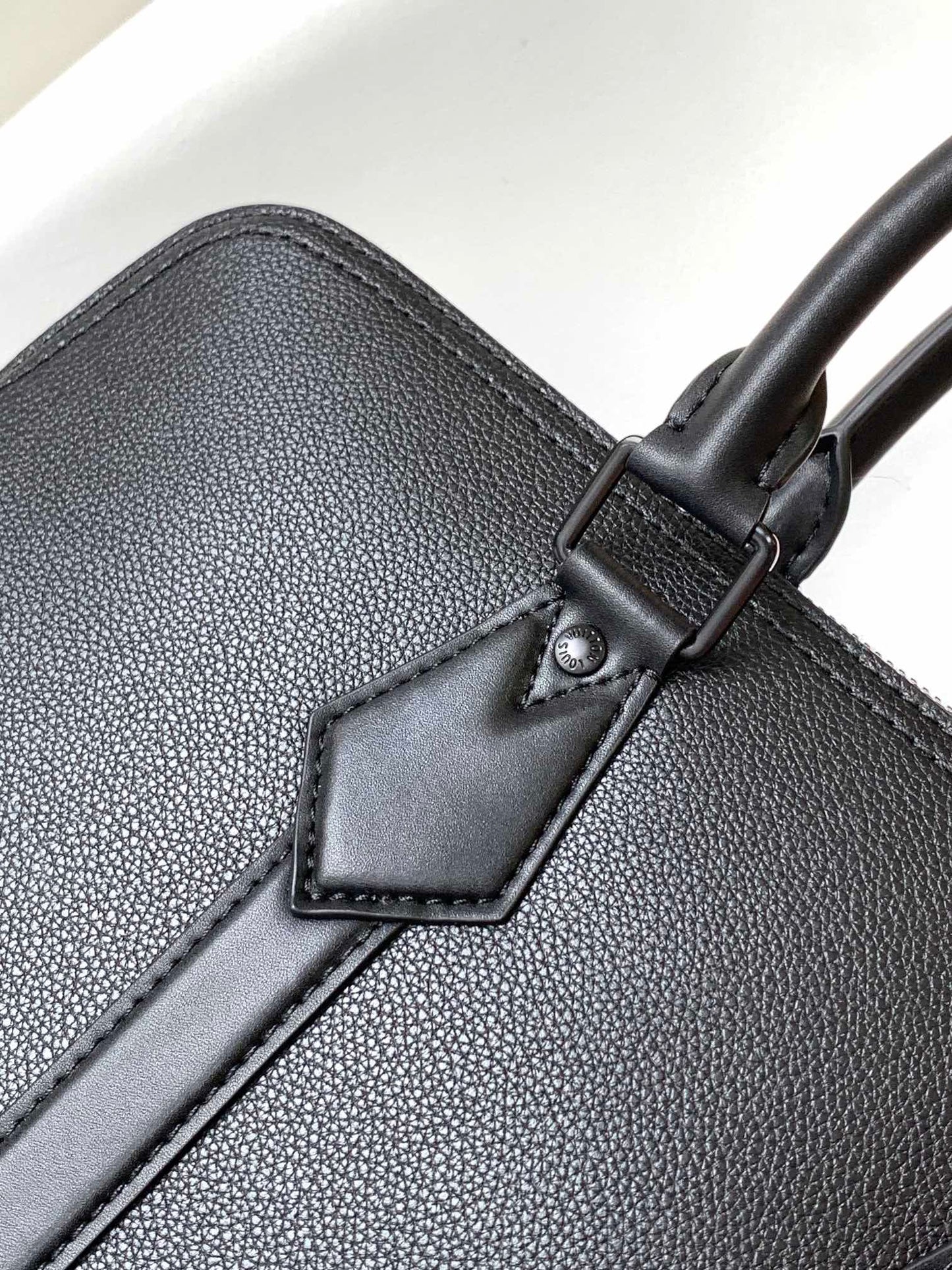 Louis Vuitton Modern Black Leather Briefcase Laptop Bag with Shoulder Strap
