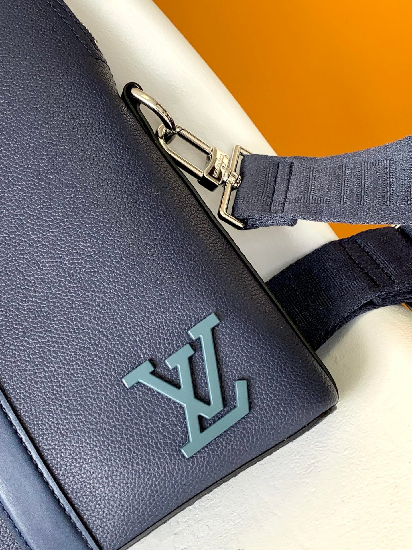 Louis Vuitton Professional Navy Blue Leather Slim Briefcase Laptop Bag