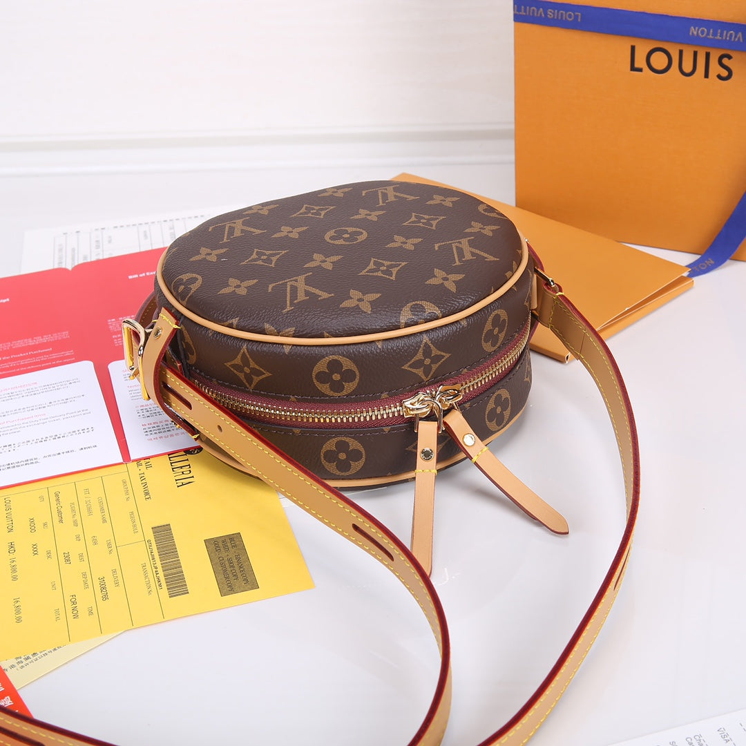 Louis Vuitton Vintage Brown Monogram Round Crossbody Shoulder Bag