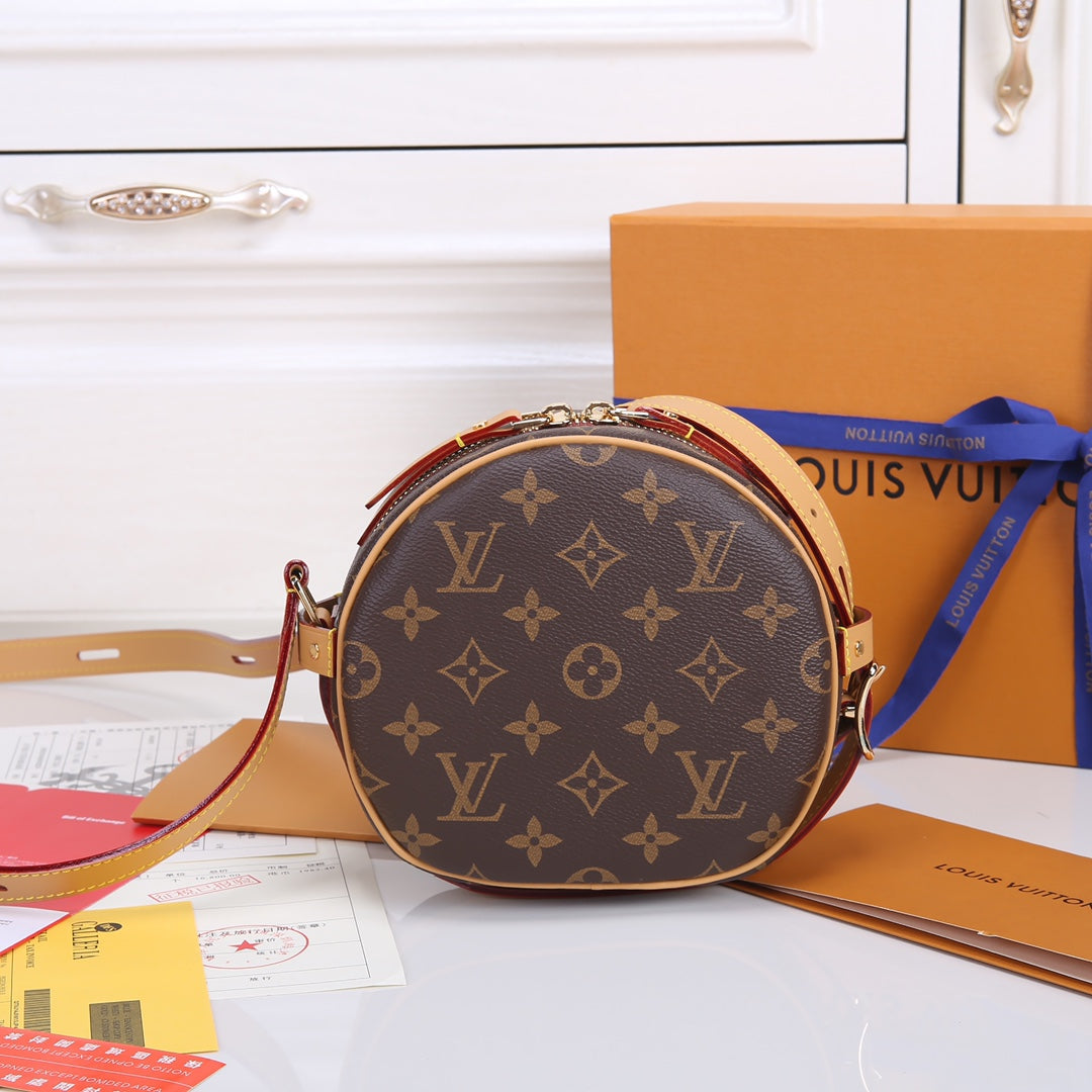Louis Vuitton Vintage Brown Monogram Round Crossbody Shoulder Bag
