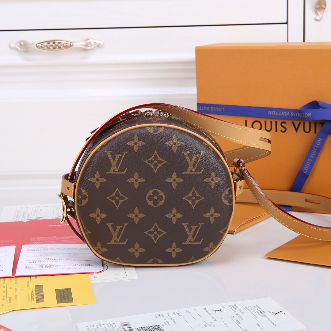 Louis Vuitton Vintage Brown Monogram Round Crossbody Shoulder Bag