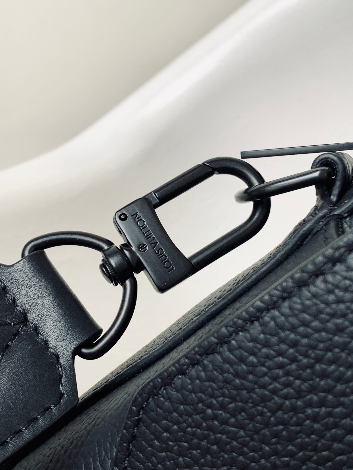 Louis Vuitton Minimalist Black Leather Crossbody Bag with Wide Adjustable Strap