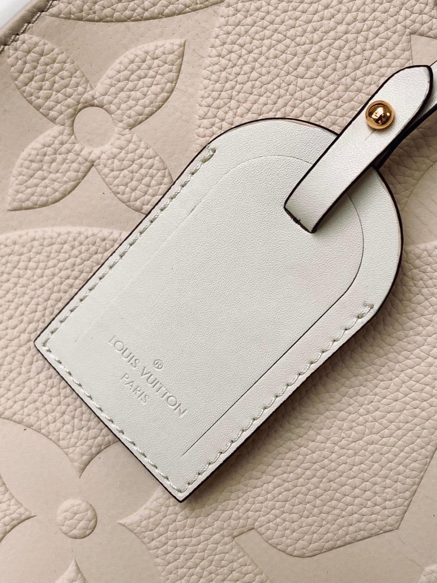 Louis Vuitton Beige Embossed Monogram Leather Tote Bag with Top Handles