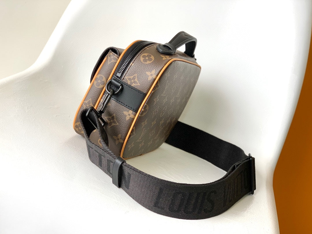 Louis Vuitton Vintage Brown Monogram Crossbody Bag with Black Adjustable Strap