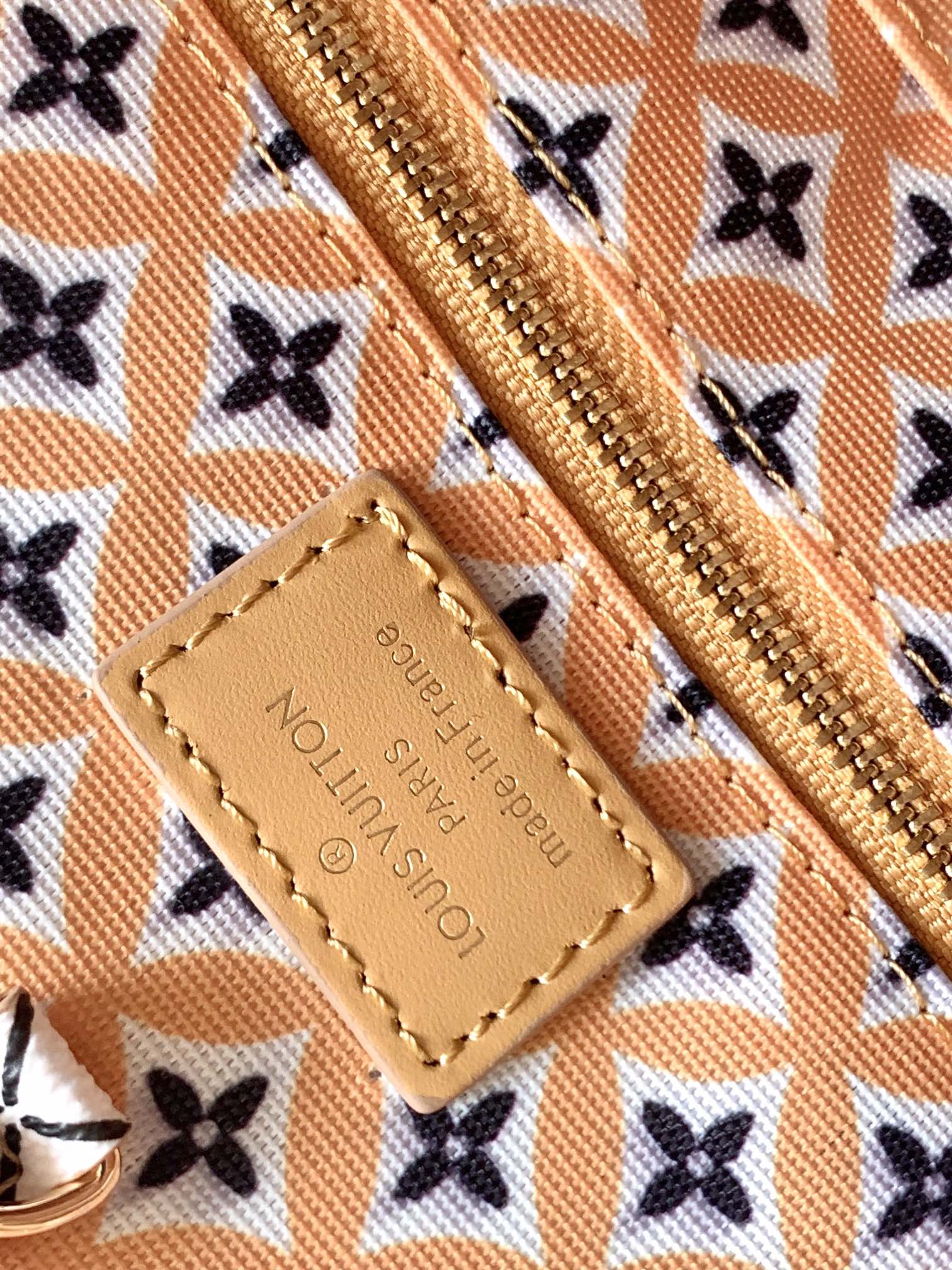 Louis Vuitton Luxury Cream Monogram Leather Tote Bag with Patterned Handles