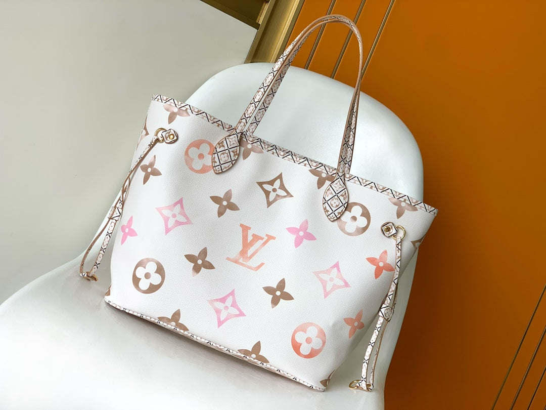 Louis Vuitton Classic Pastel Monogram Pattern Canvas Tote Shoulder Bag