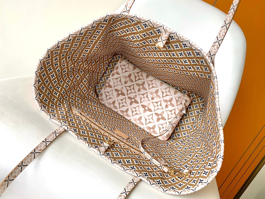 Louis Vuitton Classic Pastel Monogram Pattern Canvas Tote Shoulder Bag