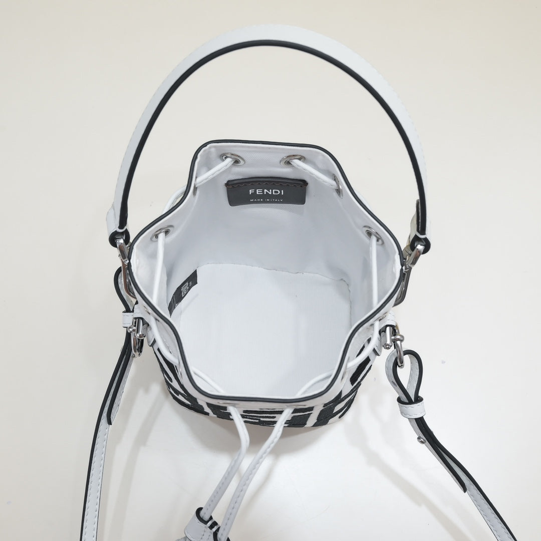 Fendi Mon Tresor FF Logo Small Bucket Bag - Black &amp; White
