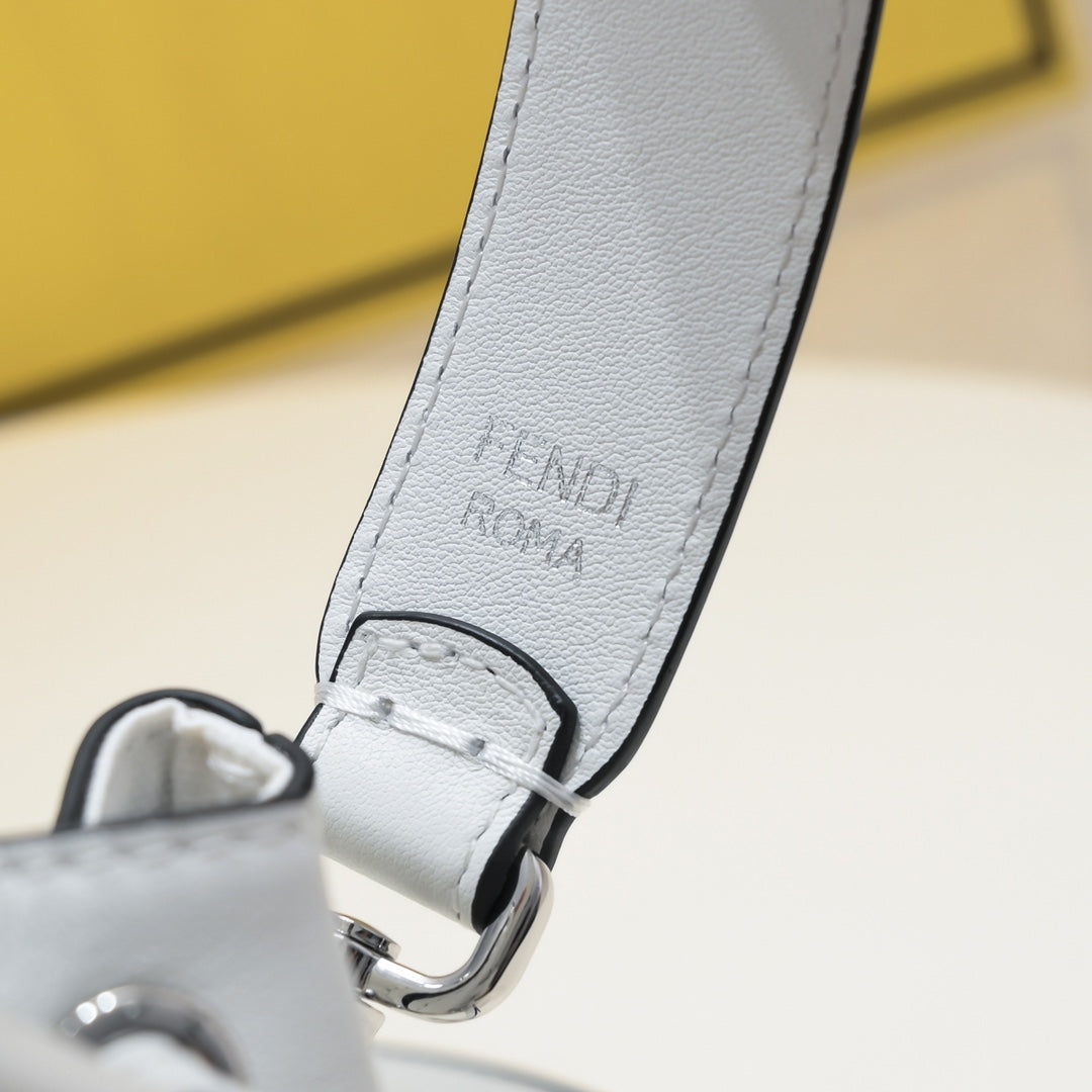 Fendi Mon Tresor Black and White FF Canvas Bucket Bag