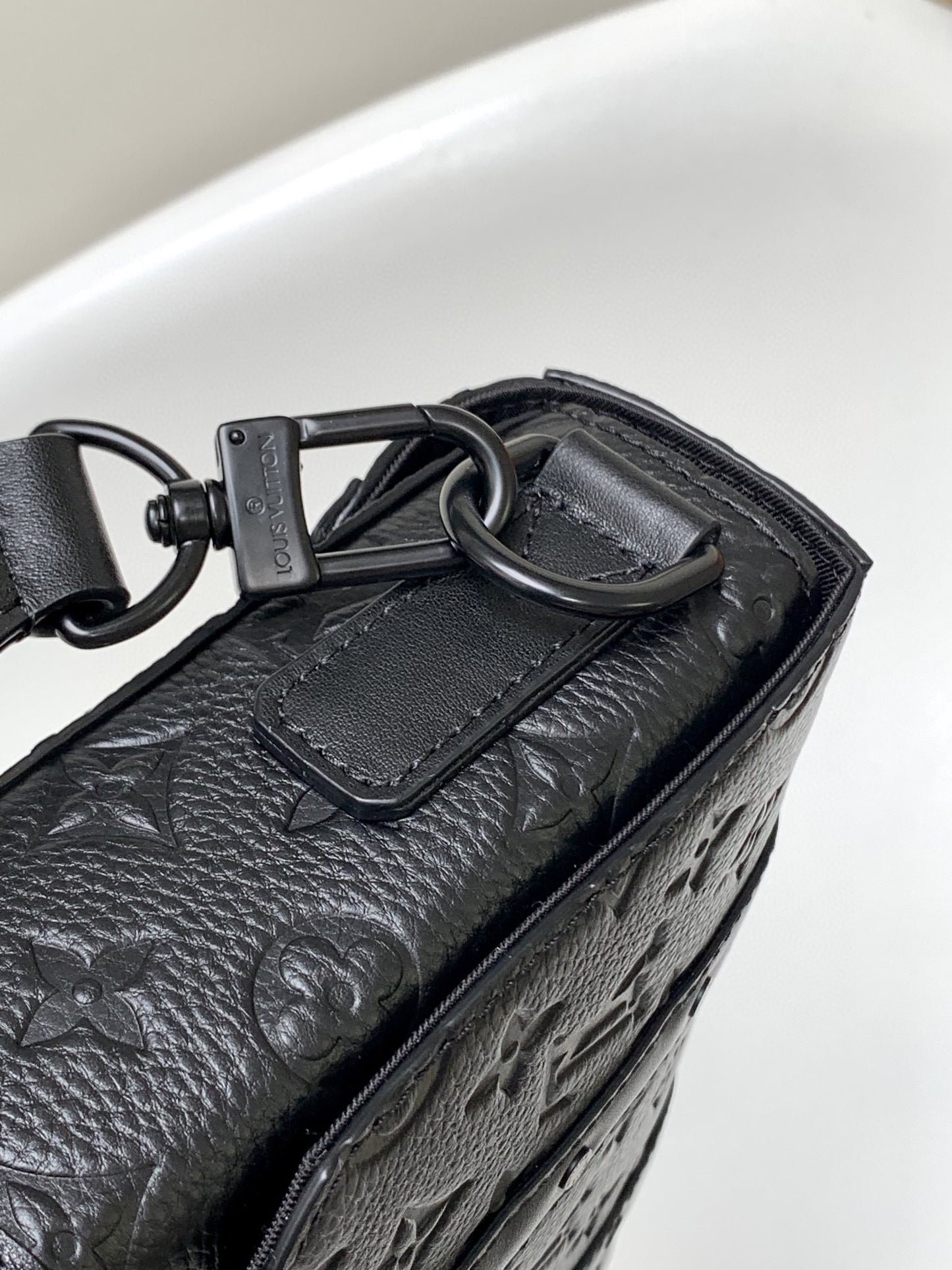 Louis Vuitton Black Structured Monogram Crossbody Bag with Adjustable Belt Strap