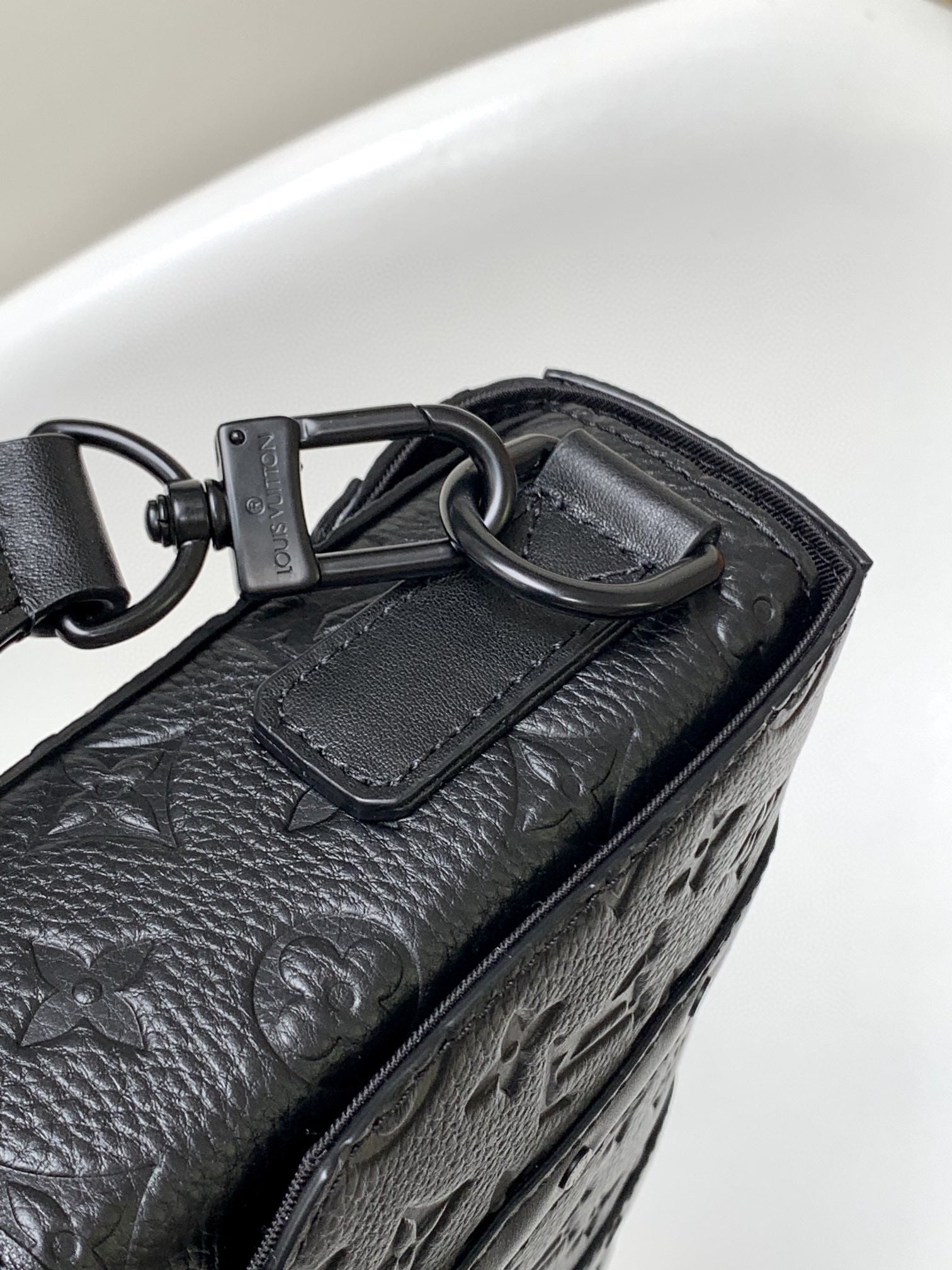 Louis Vuitton Black Structured Monogram Crossbody Bag with Adjustable Belt Strap