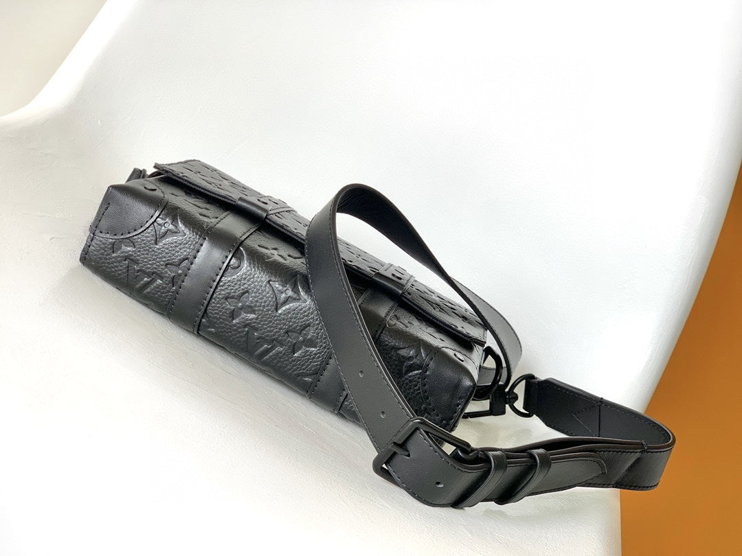 Louis Vuitton Black Structured Monogram Crossbody Bag with Adjustable Belt Strap