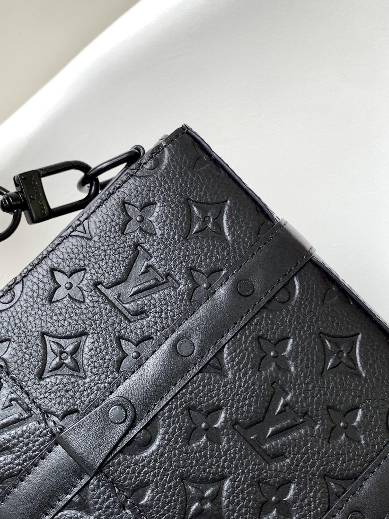 Louis Vuitton Black Structured Monogram Crossbody Bag with Adjustable Belt Strap