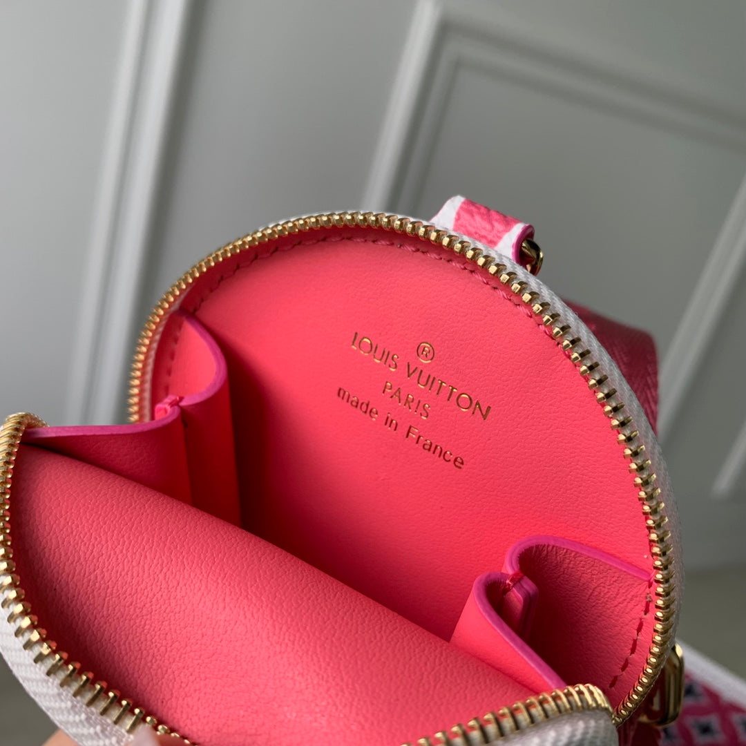 Louis Vuitton Pink and White Monogram Crossbody Handbag with Coin Pouch