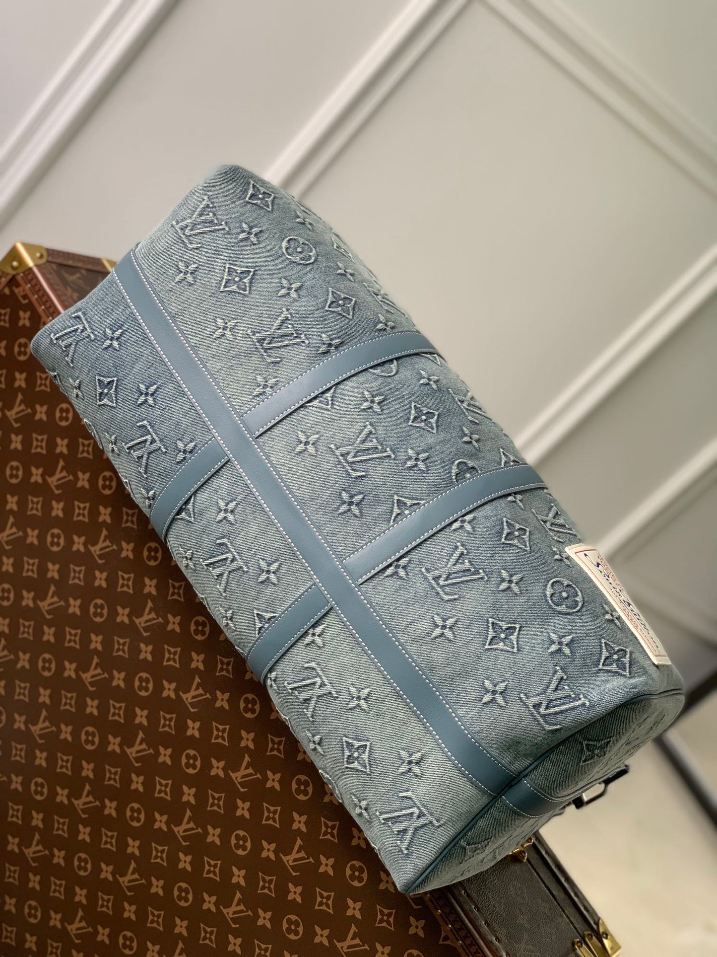 Louis Vuitton Teal Embossed Monogram Travel Duffle Bag with Shoulder Strap