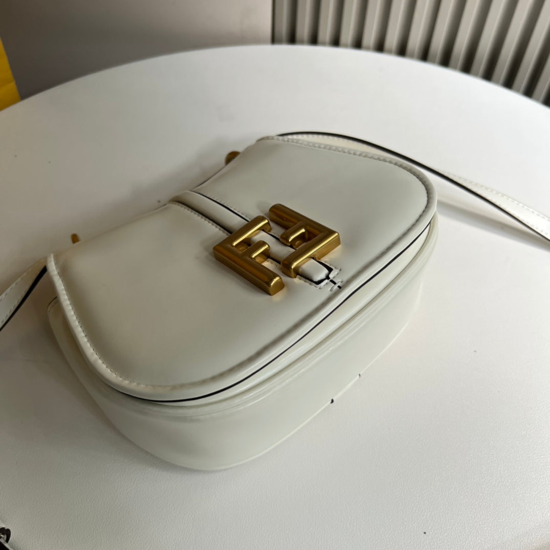 Fendi C'Mon Small White Leather Shoulder Bag