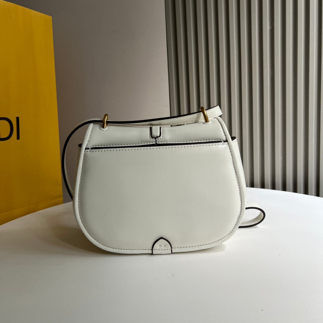 Fendi C'Mon Small White Leather Shoulder Bag