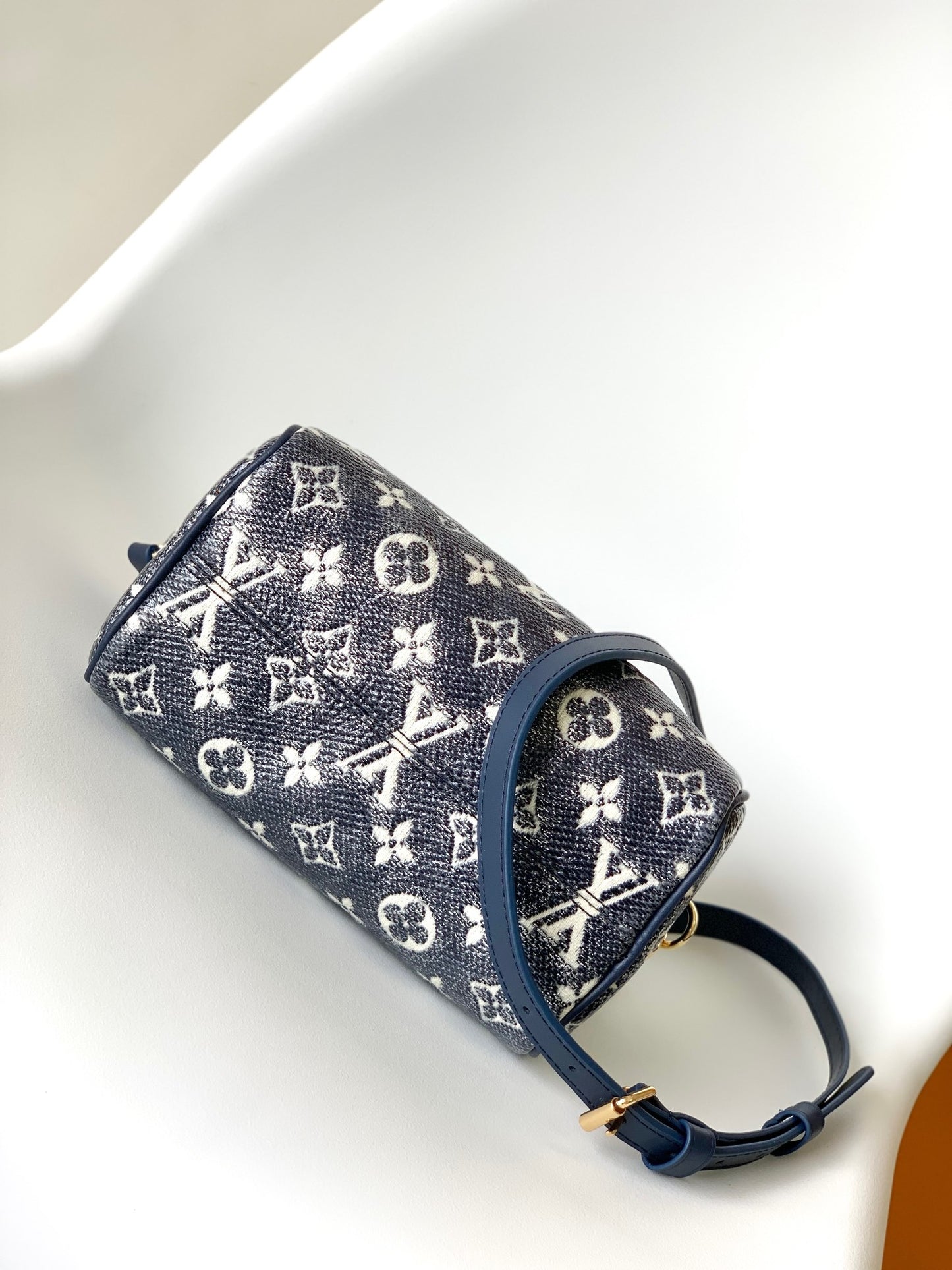 Louis Vuitton Navy Blue Monogram Jacquard Mini Duffle Bag with Crossbody Strap
