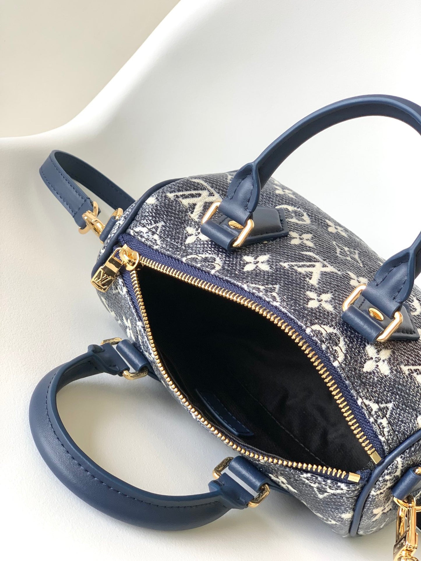Louis Vuitton Navy Blue Monogram Jacquard Mini Duffle Bag with Crossbody Strap