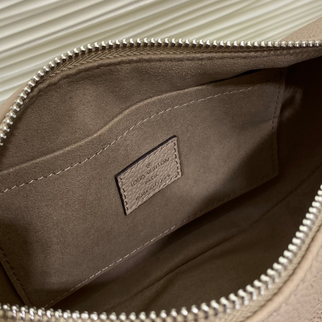 Louis Vuitton Taupe Embossed Monogram Crescent Bag with Chain Strap and Coin Purse